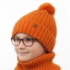 Czapka i komin dla chłopca zimowy komplet, pomarańczowy, z pomponem Wiliam-1