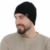 Czapka zimowa męska, czarna, z wełną merino, Bird-3