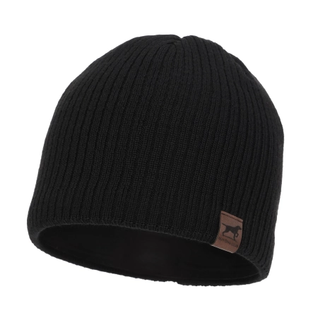 Czapka zimowa męska, czarna, z wełną merino, Bird-2