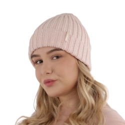 Czapka zimowa damska, różowa, z wełną merino Missi-1