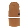 Czapka i komin dla chłopca jesienny, wiosenny komplet, camel, bawełniany Frizi-2