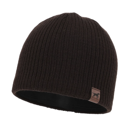 Czapka zimowa męska, brązowa, z wełną merino, Bird-2