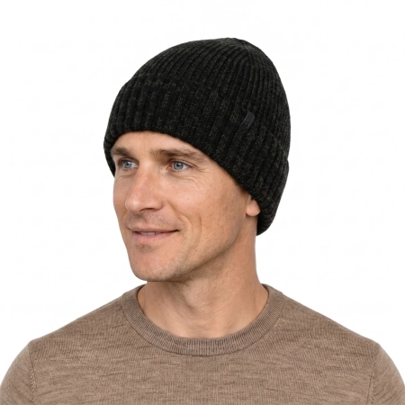 Czapka zimowa męska, zielona, z wełną merino Nori-1