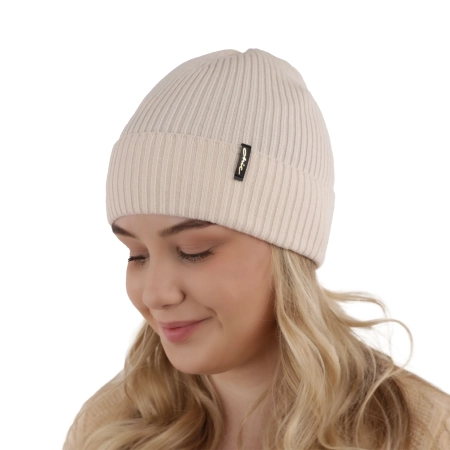 Czapka zimowa, jesienna, wiosenna damska, kremowa, 100% wełniana merino Megan-2