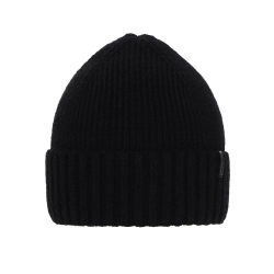 Czapka zimowa męska, czarna, z wełną merino, Nori-1