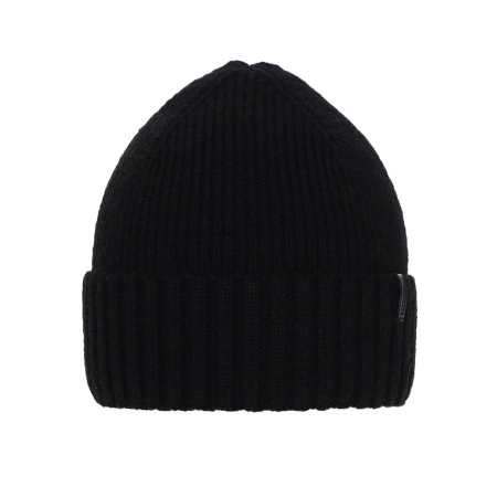 Czapka zimowa męska, czarna, z wełną merino, Nori-1