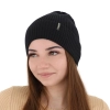 Czapka zimowa, jesienna, wiosenna damska, czarna, 100% wełniana merino, Megan-1