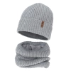 Czapka i komin podszyty bawełną dla chłopca zimowy komplet, jasnoszary, z wełną merino, Colton-2