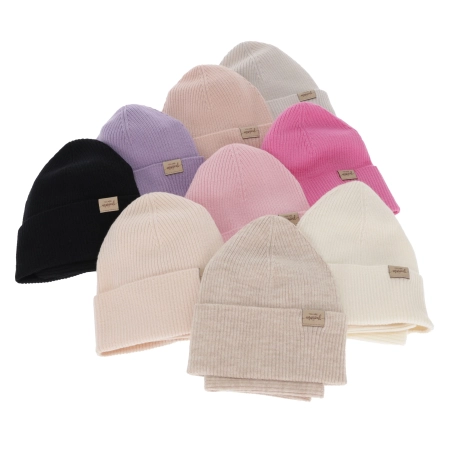 Czapka i komin dla dziewczynki jesienny, wiosenny komplet, czarny, 100% wełniany merino Magenta-6