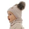 Czapka i komin dla chłopca zimowy komplet, beżowy, 100% wełniany merino, wiązany Konor-2
