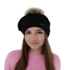 Beret zimowy damski, różowy, z wełną merino Bonnie-5