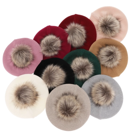 Beret zimowy damski, różowy, z wełną merino Bonnie-3