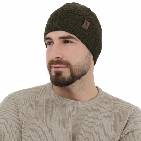Czapka zimowa męska, khaki, myśliwska, z wełną merino Hogan-4