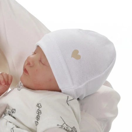 Czapka bawełniana jesienna, wiosenna dla dziewczynki, biała Nestie-1