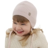 Czapka jesienna, wiosenna dla dziewczynki, różowa, wełna merino z kaszmirem, wiązana Orida-6