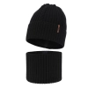 Czapka i komin dla chłopca zimowy komplet, czarny, 100% wełniany merino Wilson-2