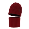 Czapka i komin dla chłopca zimowy komplet, bordowy, 100% wełniany merino Wilson-2