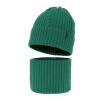 Czapka i komin dla chłopca zimowy komplet, zielony, 100% wełniany merino Wilson-2