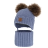 Czapka i komin dla chłopca, zimowy komplet, niebieski, 100% wełniany merino, podszyty polarem wełnianym, Ronik-1