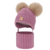 Czapka i komin dla dziewczynki, zimowy komplet, fioletowy, 100% wełniany merino, podszyty polarem wełnianym, Ronia-1