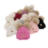 Czapka i komin dla dziewczynki, zimowy komplet, fioletowy, 100% wełniany merino, podszyty polarem wełnianym, Ronia-3
