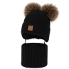 Czapka i komin dla chłopca, zimowy komplet, czarny, 100% wełniany merino, podszyty polarem wełnianym, Ronik-1