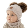 Czapka i komin dla chłopca, zimowy komplet, czarny, 100% wełniany merino, podszyty polarem wełnianym, Ronik-4