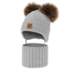 Czapka i komin dla chłopca, zimowy komplet, szary, 100% wełniany merino, podszyty polarem wełnianym, Ronik-2