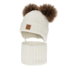 Czapka i komin dla chłopca, zimowy komplet, biały, 100% wełniany merino, podszyty polarem wełnianym, Ronik-2