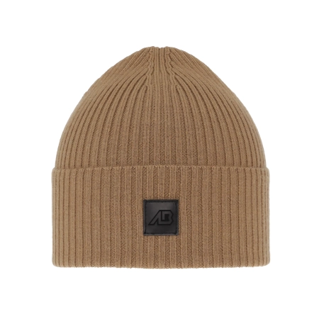 Czapka męska zimowa, camel, 100% wełniana merino, Matias-2