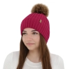 Czapka zimowa damska, amarantowa, z wełną merino, Zamira-1