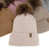 Czapka zimowa damska, amarantowa, z wełną merino, Zamira-4