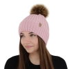 Czapka zimowa damska, amarantowa, z wełną merino, Zamira-6