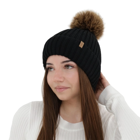 Czapka zimowa damska, amarantowa, z wełną merino, Zamira-7