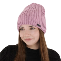 Czapka zimowa damska, fioletowa, z wełną merino Soletta-1