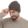 Czapka zimowa męska, brązowa, z wełną merino Adagio-3