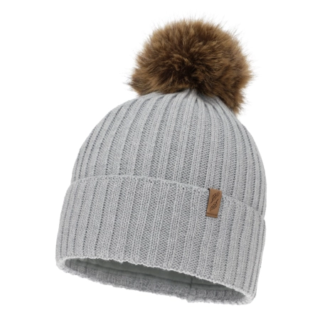 Czapka zimowa damska, szara, z wełną merino, Zamira-2