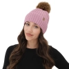 Czapka zimowa damska, fioletowa, z wełną merino, Zamira-1