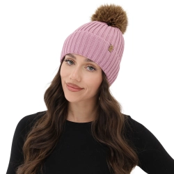 Czapka zimowa damska, fioletowa, z wełną merino, Zamira-1