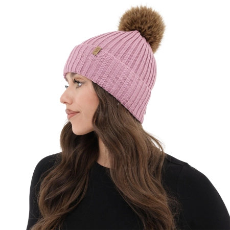 Czapka zimowa damska, fioletowa, z wełną merino, Zamira-4