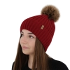Czapka zimowa damska, bordowa, z wełną merino, Zamira-1