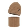 Czapka i komin dla chłopca, zimowy komplet, 100% wełniany merino, z podszyciem z wełny merino, camel Harbin-1
