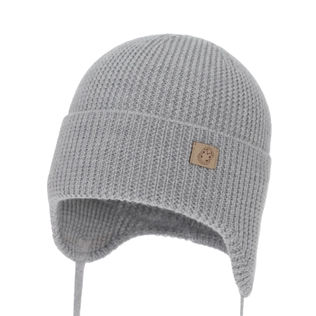 Czapka zimowa, jesienna, wiosenna dla chłopca, 100% wełniana merino, wiązana, szara Bakadi-2