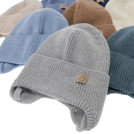 Czapka zimowa, jesienna, wiosenna dla chłopca, 100% wełniana merino, wiązana, szara Bakadi-3