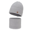 Czapka i komin dla dziewczynki zimowy komplet, szary, 100% wełniany merino, podszyty bawełną Vanira-2
