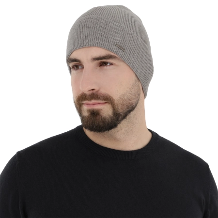 Czapka wiosenno-zimowa męska, szara, 100% wełniana merino Memfis-3