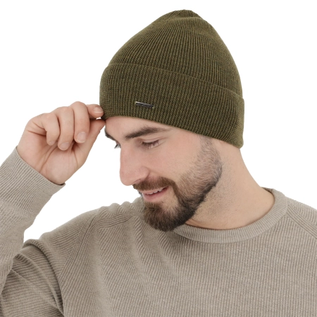 Czapka zimowa męska, zielona, 100% wełniana merino, Memfis-3