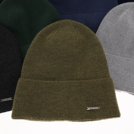 Czapka zimowa męska, zielona, 100% wełniana merino, Memfis-4