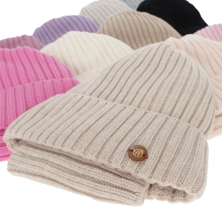 Czapka i komin dla dziewczynki zimowy komplet, jasnobeżowy, 100% wełniany merino, podszyty bawełną Vanira-3