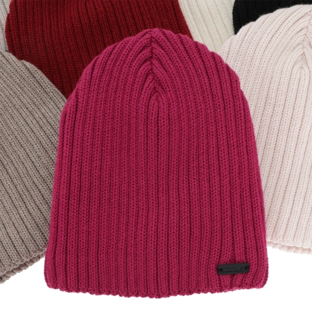Czapka zimowa damska, ciemnobeżowa, z wełną merino Soletta-5